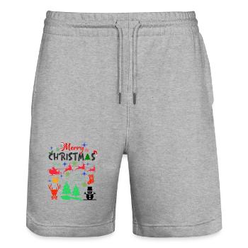 Noël, noël, noël, noël, noël, noël, noël, noël - Short de jogging bio TRAINER Stanley/Stella unisexe - gris chiné - Devant - Nik (191cm) & Marisol (170cm)