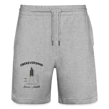 Obereversand Lighthouse, Dorum-Neufeld, North Sea - Stanley/Stella Trainer Unisex Organic Jogging Shorts - heather grey - Front - Nik (191cm) & Marisol (170cm)