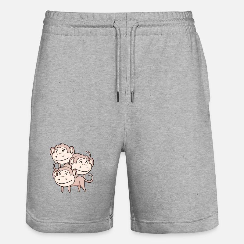 Cute Monkeys - Monkey - Stanley/Stella Trainer Unisex Organic Jogging Shorts - heather grey
