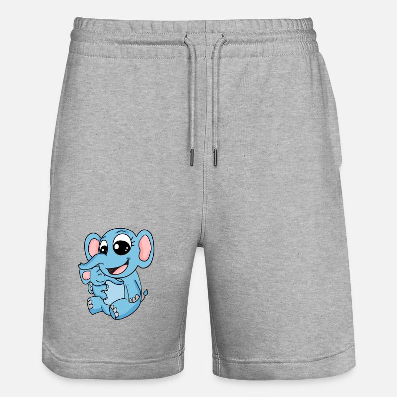 Famille - Eléphant avec bébé éléphant - Short de jogging bio TRAINER Stanley/Stella unisexe - gris chiné