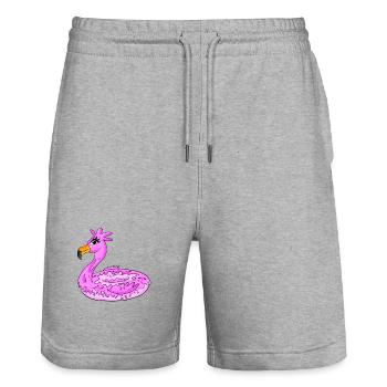 Flamingo Donut - Stanley/Stella Unisex Bio Joggingshorts Trainer  - Grau meliert - Vorne - Nik (191cm) & Marisol (170cm)