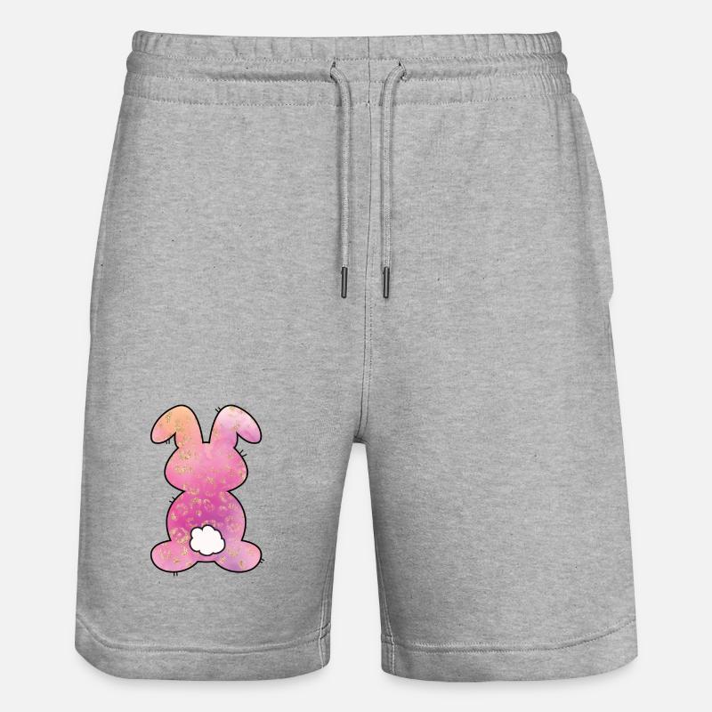 Leopard Pattern Rabbit Easter - Stanley/Stella Trainer Unisex Organic Jogging Shorts - heather grey