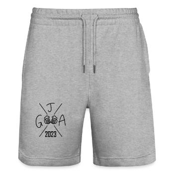 2023 Junggesellenabschied - Stanley/Stella Unisex Bio Joggingshorts Trainer  - Grau meliert - Vorne - Nik (191cm) & Marisol (170cm)
