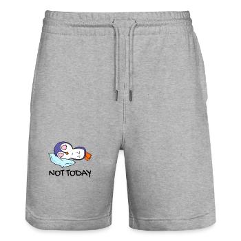 Nicht heute Pinguin Faul Geschenk Schlaf Schlafen - Stanley/Stella Unisex Bio Joggingshorts Trainer  - Grau meliert - Vorne - Nik (191cm) & Marisol (170cm)