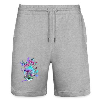Trippy Hippie Champignon Psychédélique - Short de jogging bio TRAINER Stanley/Stella unisexe - gris chiné - Devant - Nik (191cm) & Marisol (170cm)