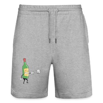 Petanque and wine Boccia balls Petanque outfit - Stanley/Stella Trainer Unisex Organic Jogging Shorts - heather grey - Front - Nik (191cm) & Marisol (170cm)