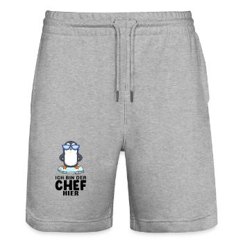 cooler Pinguin Chef Spruch - Stanley/Stella Unisex Bio Joggingshorts Trainer  - Grau meliert - Vorne - Nik (191cm) & Marisol (170cm)