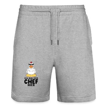 cooles Huhn Chef Spruch - Stanley/Stella Unisex Bio Joggingshorts Trainer  - Grau meliert - Vorne - Nik (191cm) & Marisol (170cm)