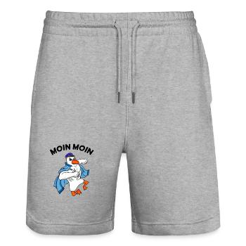 Moin Möwe Nordsee Kapitän - Stanley/Stella Unisex Bio Joggingshorts Trainer  - Grau meliert - Vorne - Nik (191cm) & Marisol (170cm)