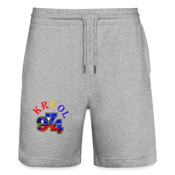 Kreol 974 Neon Grid - Stanley/Stella Trainer Unisex Organic Jogging Shorts - heather grey - Front - Nik (191cm) & Marisol (170cm)