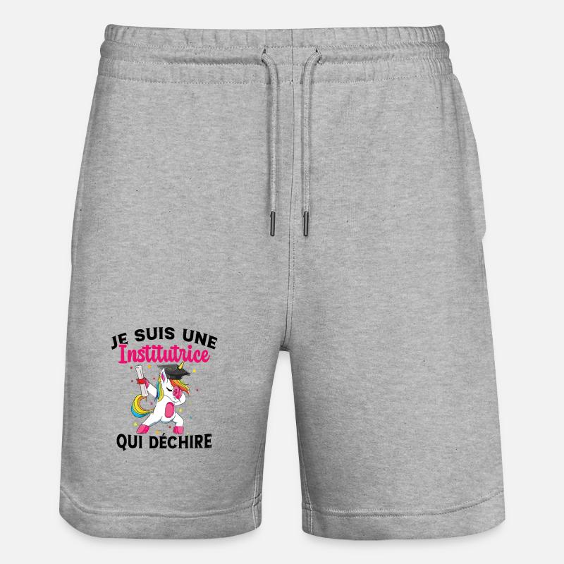 Femme Institutrice Qui Déchire Idée Enseignant - Short de jogging bio TRAINER Stanley/Stella unisexe - gris chiné