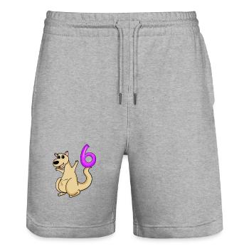 6 Birthday 6 years old with animal motif - six - Stanley/Stella Trainer Unisex Organic Jogging Shorts - heather grey - Front - Nik (191cm) & Marisol (170cm)