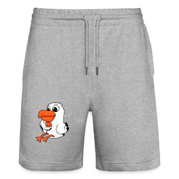 Seagull family - seagull with baby - Stanley/Stella Trainer Unisex Organic Jogging Shorts - heather grey - Front - Nik (191cm) & Marisol (170cm)