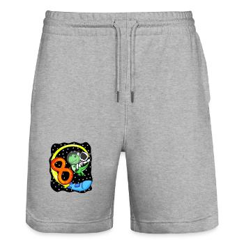 8 Birthday Boy Astronaut - eight years - Stanley/Stella Trainer Unisex Organic Jogging Shorts - heather grey - Front - Nik (191cm) & Marisol (170cm)
