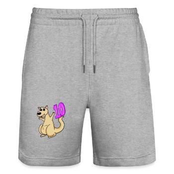 10 Geburtstag 10 Jahre alt mit Tier Motiv - zehn - Stanley/Stella Unisex Bio Joggingshorts Trainer  - Grau meliert - Vorne - Nik (191cm) & Marisol (170cm)