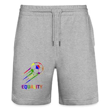 Fußball Regenbogen WM Equality - Stanley/Stella Unisex Bio Joggingshorts Trainer  - Grau meliert - Vorne - Nik (191cm) & Marisol (170cm)