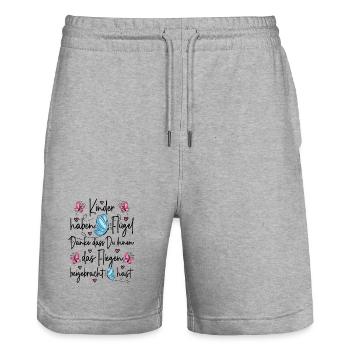 Kita Abschied - Kinder haben Flügel - Stanley/Stella Unisex Bio Joggingshorts Trainer  - Grau meliert - Vorne - Nik (191cm) & Marisol (170cm)