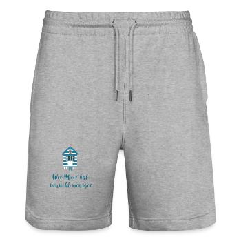 Wer Meer hat braucht weniger - Stanley/Stella Unisex Bio Joggingshorts Trainer  - Grau meliert - Vorne - Nik (191cm) & Marisol (170cm)