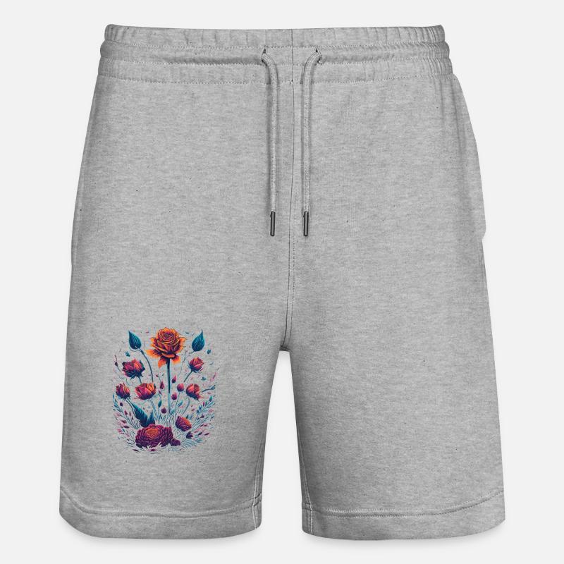 Roses Vaporwave Bouquet - Short de jogging bio TRAINER Stanley/Stella unisexe - gris chiné