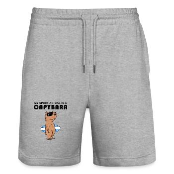 Capybara Wasserschwein Geschenk - Stanley/Stella Unisex Bio Joggingshorts Trainer  - Grau meliert - Vorne - Nik (191cm) & Marisol (170cm)