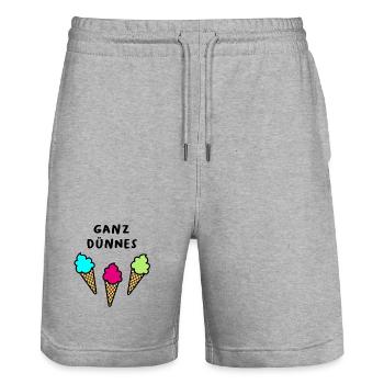Ganz dünnes Eis coole lustige Sprüche Quote Sommer - Stanley/Stella Unisex Bio Joggingshorts Trainer  - Grau meliert - Vorne - Nik (191cm) & Marisol (170cm)
