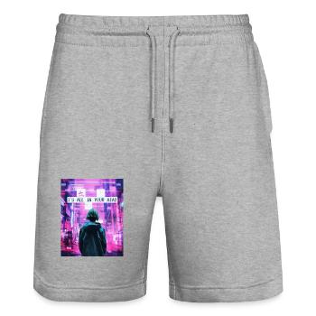 It's All In Your Head Vaporwave Aesthetic Glitch - Stanley/Stella Trainer Unisex Organic Jogging Shorts - heather grey - Front - Nik (191cm) & Marisol (170cm)
