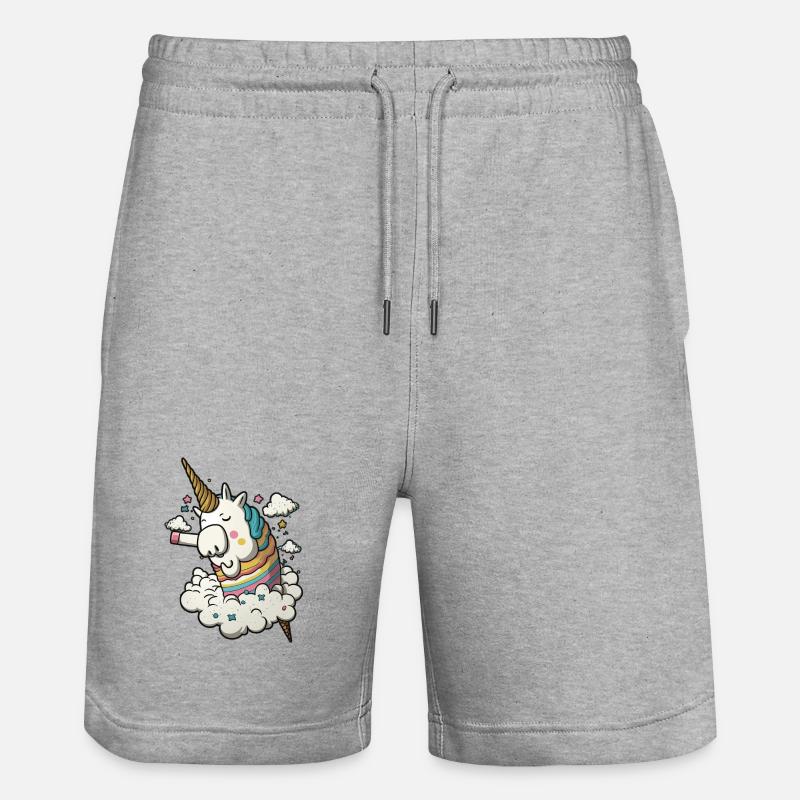Verträumtes Phantasieeinhorn auf einer Wolke - Stanley/Stella Unisex Bio Joggingshorts Trainer - Grau meliert