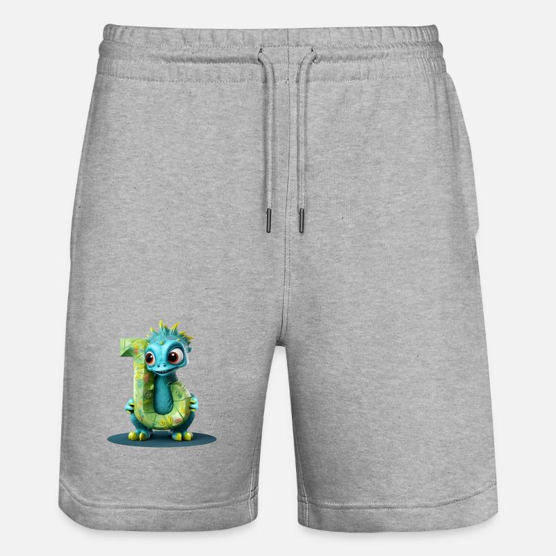 Blauer Drache mit Buchstabe J Alphabet - Stanley/Stella Unisex Bio Joggingshorts Trainer  - Grau meliert