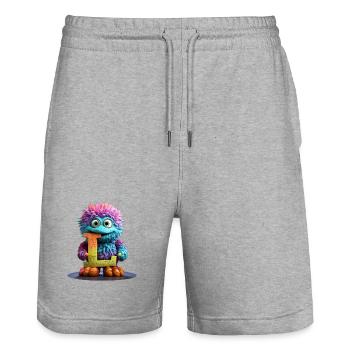 Monstre arc-en-ciel avec la lettre L - Short de jogging bio TRAINER Stanley/Stella unisexe - gris chiné - Devant - Nik (191cm) & Marisol (170cm)
