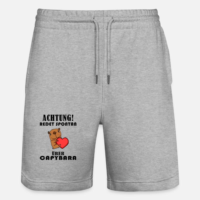 Capybara Spruch - Capybara Sprüche - Stanley/Stella Unisex Bio Joggingshorts Trainer - Grau meliert