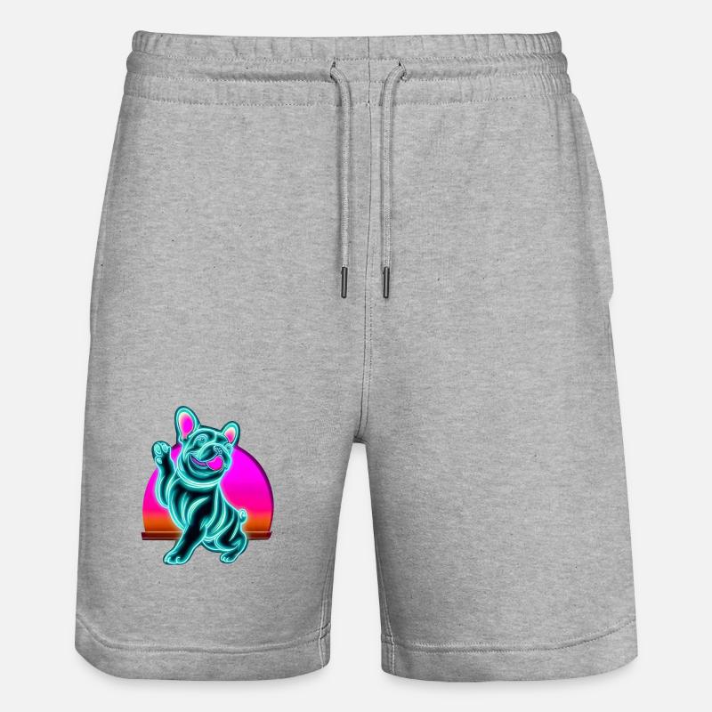 Frenchi Bulldog Synthwave Sunset - Short de jogging bio TRAINER Stanley/Stella unisexe - gris chiné