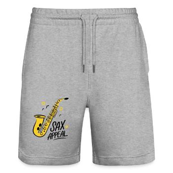 Saxophone Doré Jazz Graphique - Short de jogging bio TRAINER Stanley/Stella unisexe - gris chiné - Devant - Nik (191cm) & Marisol (170cm)