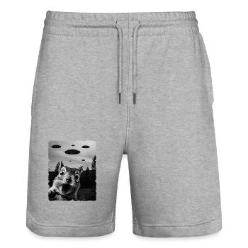 Eichhörnchen Auserirdisch Invasion Uap Weirdcore - Stanley/Stella Unisex Bio Joggingshorts Trainer  - Grau meliert - Vorne - Nik (191cm) & Marisol (170cm)