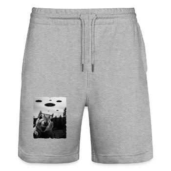 Eichhörnchen Auserirdisch Invasion Uap Weirdcore - Stanley/Stella Unisex Bio Joggingshorts Trainer  - Grau meliert - Vorne - Nik (191cm) & Marisol (170cm)
