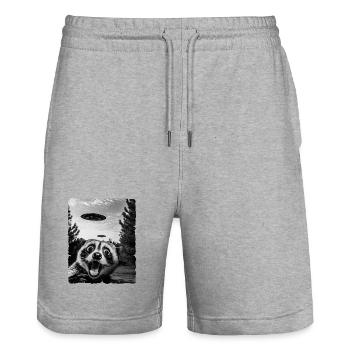 Waschbär Auserirdisch Invasion Uap Weirdcore - Stanley/Stella Unisex Bio Joggingshorts Trainer  - Grau meliert - Vorne - Nik (191cm) & Marisol (170cm)