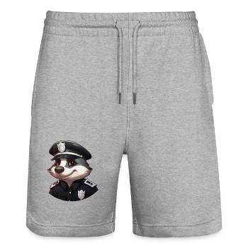 Badger Policewoman - Stanley/Stella Trainer Unisex Organic Jogging Shorts - heather grey - Front - Nik (191cm) & Marisol (170cm)