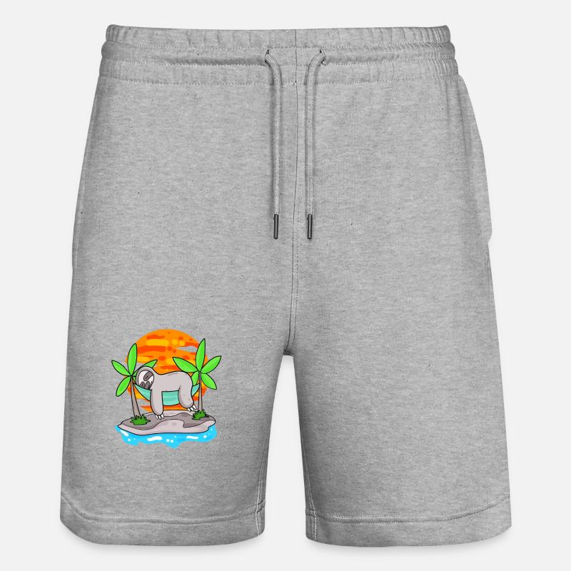 Faultier am Strand - Stanley/Stella Unisex Bio Joggingshorts Trainer - Grau meliert
