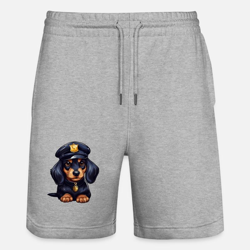 Teckel policier - Short de jogging bio TRAINER Stanley/Stella unisexe - gris chiné