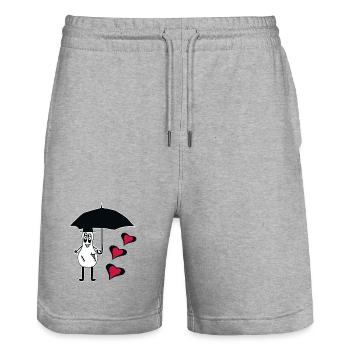 Halloween Geist Regenschirm Herzen Fantasy - Stanley/Stella Unisex Bio Joggingshorts Trainer  - Grau meliert - Vorne - Nik (191cm) & Marisol (170cm)