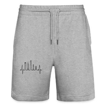 Shanghai Skyline Heartbeat Chine J’aime Shanghai - Short de jogging bio TRAINER Stanley/Stella unisexe - gris chiné - Devant - Nik (191cm) & Marisol (170cm)