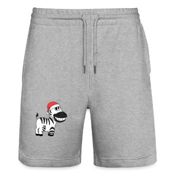 Zebra Weihnachten - Stanley/Stella Unisex Bio Joggingshorts Trainer  - Grau meliert - Vorne - Nik (191cm) & Marisol (170cm)