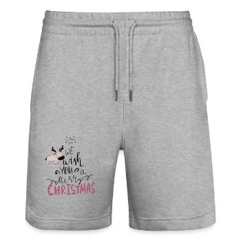 Joyeux Noël Renne - Short de jogging bio TRAINER Stanley/Stella unisexe - gris chiné - Devant - Nik (191cm) & Marisol (170cm)