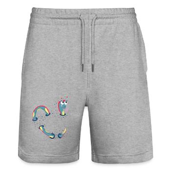 Niedlicher Drachen, Seeungeheuer für Kinder - Stanley/Stella Unisex Bio Joggingshorts Trainer  - Grau meliert - Vorne - Nik (191cm) & Marisol (170cm)