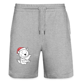 Chat Mignon Burmilla Fatigué Noël - Short de jogging bio TRAINER Stanley/Stella unisexe - gris chiné - Devant - Nik (191cm) & Marisol (170cm)