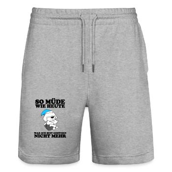 Müde Spruch Verschlafen Schlafen Ausschlafen Faul - Stanley/Stella Unisex Bio Joggingshorts Trainer  - Grau meliert - Vorne - Nik (191cm) & Marisol (170cm)