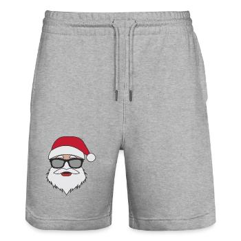 Lustige Weihnachtsmanngesicht Sonnenbrille mit - Stanley/Stella Unisex Bio Joggingshorts Trainer  - Grau meliert - Vorne - Nik (191cm) & Marisol (170cm)