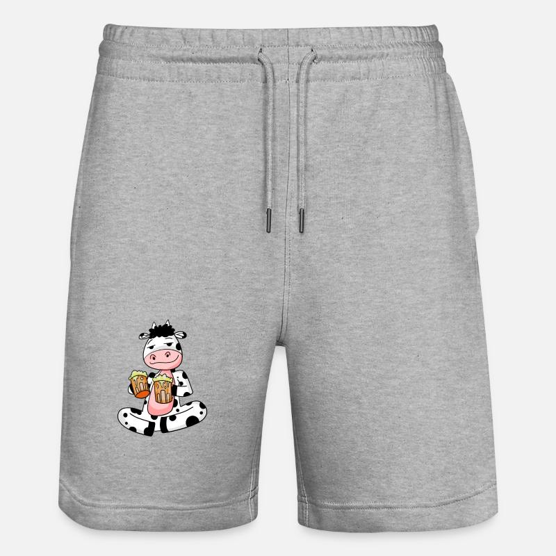 Kuh mit Bier - Stanley/Stella Unisex Bio Joggingshorts Trainer - Grau meliert