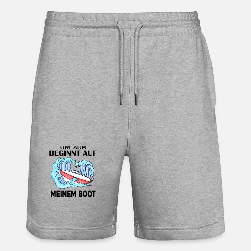 Urlaub Boot Spruch - Stanley/Stella Unisex Bio Joggingshorts Trainer - Grau meliert