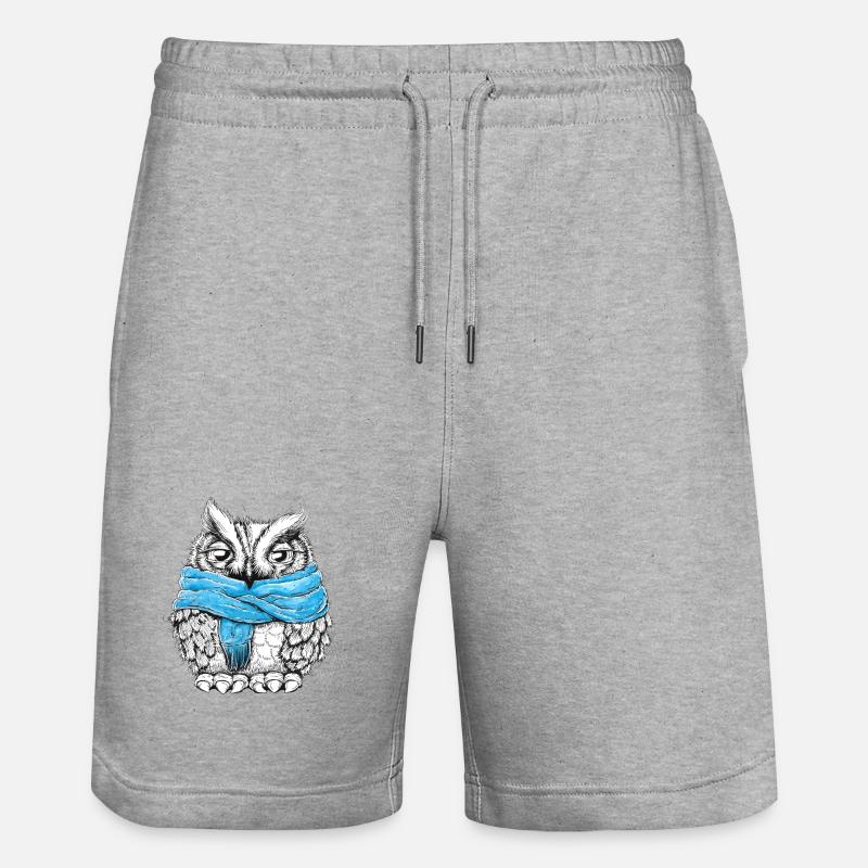 Hibou avec écharpe - Short de jogging bio TRAINER Stanley/Stella unisexe - gris chiné