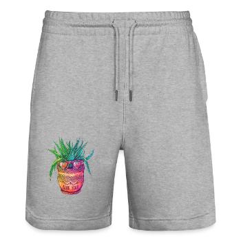 Aloe You Succulent Plant Gardening Gardener - Stanley/Stella Trainer Unisex Organic Jogging Shorts - heather grey - Front - Nik (191cm) & Marisol (170cm)